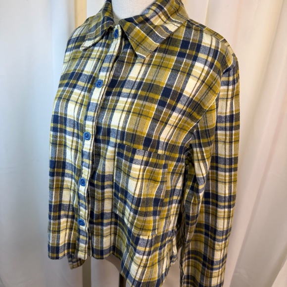 NWT Back Beat Co. ‘Plaid Boxy Cropped Shirt’ in “Gold Plaid” Size Large - Picture 16 of 16